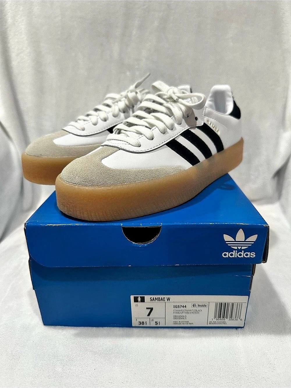 Adidas Samba Sneakers White & Black US 7 Brand New